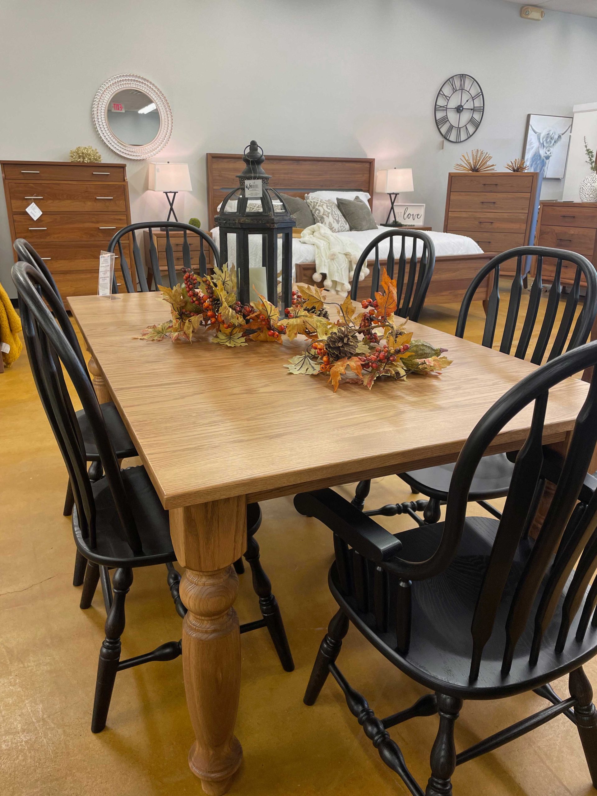 brown and black dining set